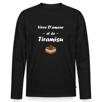 Humour tiramisu - T-shirt manches longues Premium bio Homme - noir - Devant - Nico (187cm)