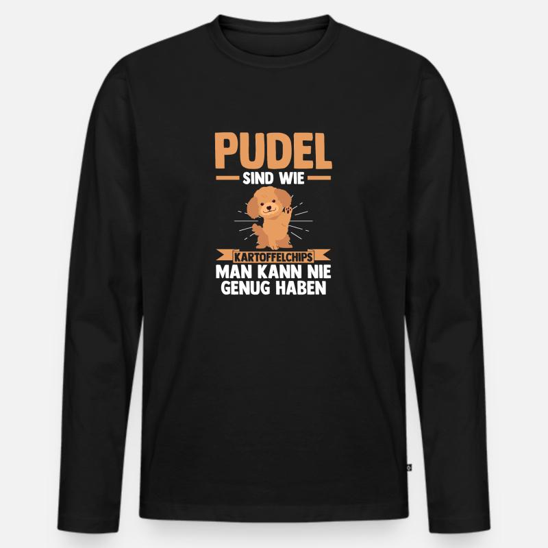 Hund Pudel - Männer Premium Bio Langarmshirt - Schwarz
