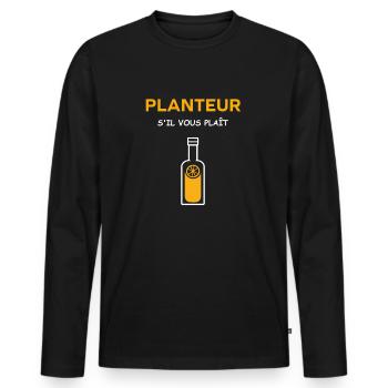 Humour punch planteur - T-shirt manches longues Premium bio Homme - noir - Devant - Nico (187cm)