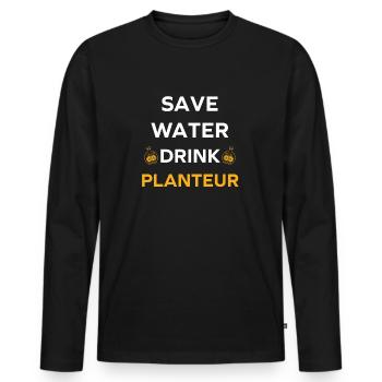 Humour punch planteur - T-shirt manches longues Premium bio Homme - noir - Devant - Nico (187cm)