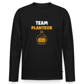 Humour punch planteur - T-shirt manches longues Premium bio Homme - noir - Devant - Nico (187cm)