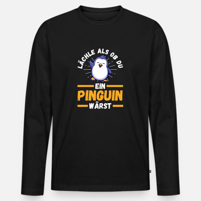 Süße Pinguin - Männer Premium Bio Langarmshirt - Schwarz