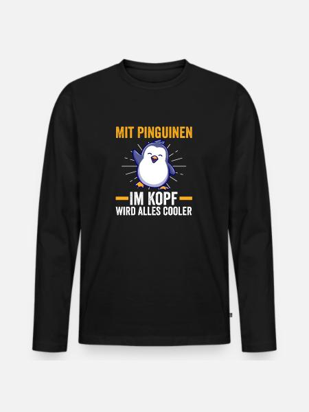 Cute Penguin - Men's Premium Organic Long Sleeve Shirt - black