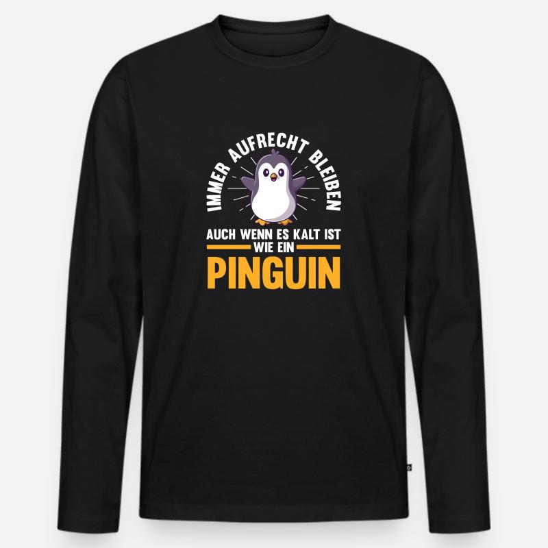 Süße Pinguin - Männer Premium Bio Langarmshirt - Schwarz