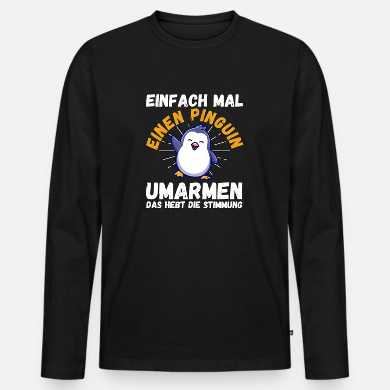 Süße Pinguin - Männer Premium Bio Langarmshirt - Schwarz