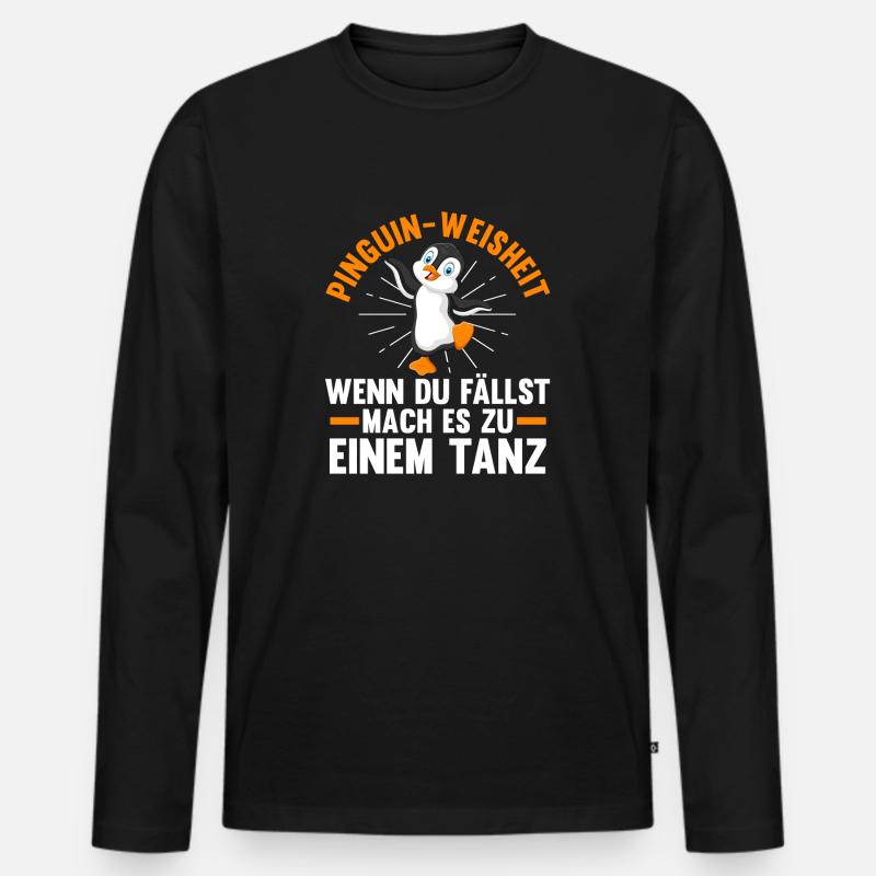 Süße Pinguin - Männer Premium Bio Langarmshirt - Schwarz
