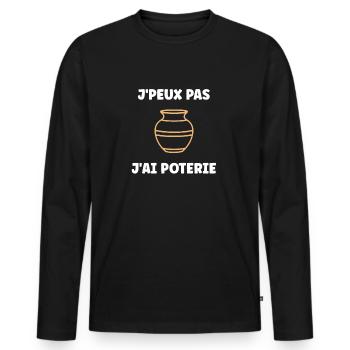 Poterie - T-shirt manches longues Premium bio Homme - noir - Devant - Nico (187cm)