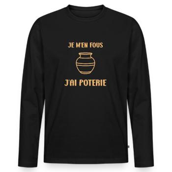 Poterie - T-shirt manches longues Premium bio Homme - noir - Devant - Nico (187cm)