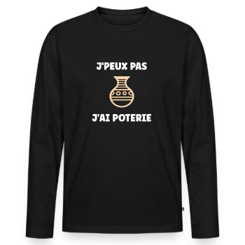 Poterie - T-shirt manches longues Premium bio Homme - noir - Devant - Nico (187cm)