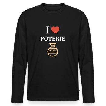 Poterie - T-shirt manches longues Premium bio Homme - noir - Devant - Nico (187cm)