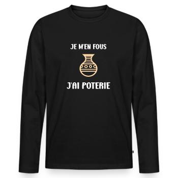 Poterie - T-shirt manches longues Premium bio Homme - noir - Devant - Nico (187cm)