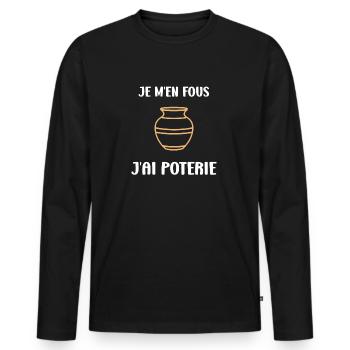 Poterie - T-shirt manches longues Premium bio Homme - noir - Devant - Nico (187cm)