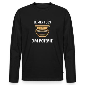 Poterie - T-shirt manches longues Premium bio Homme - noir - Devant - Nico (187cm)