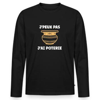 Poterie - T-shirt manches longues Premium bio Homme - noir - Devant - Nico (187cm)