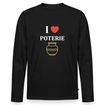 Poterie - T-shirt manches longues Premium bio Homme - noir - Devant - Nico (187cm)