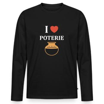 Poterie - T-shirt manches longues Premium bio Homme - noir - Devant - Nico (187cm)