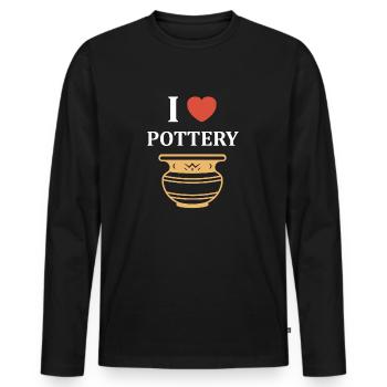 Poterie - T-shirt manches longues Premium bio Homme - noir - Devant - Nico (187cm)