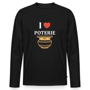 Poterie - T-shirt manches longues Premium bio Homme - noir - Devant - Nico (187cm)