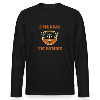 Poterie - T-shirt manches longues Premium bio Homme - noir - Devant - Nico (187cm)