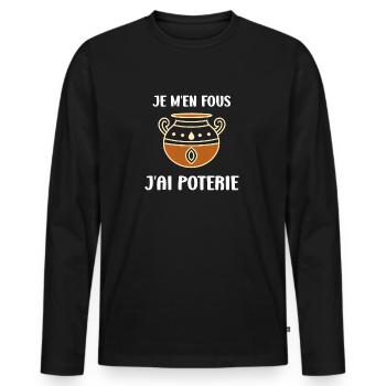 Poterie - T-shirt manches longues Premium bio Homme - noir - Devant - Nico (187cm)