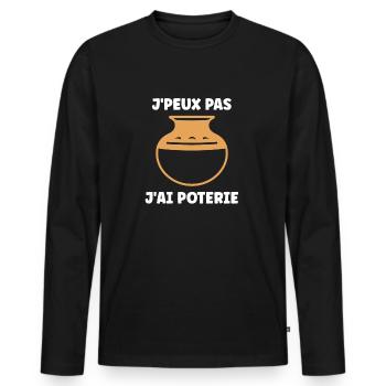 Poterie - T-shirt manches longues Premium bio Homme - noir - Devant - Nico (187cm)