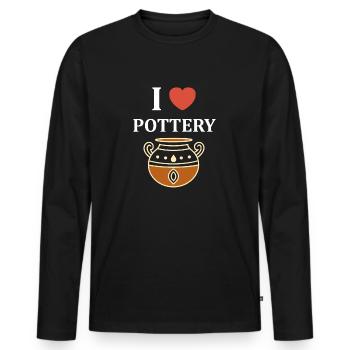 Poterie - T-shirt manches longues Premium bio Homme - noir - Devant - Nico (187cm)