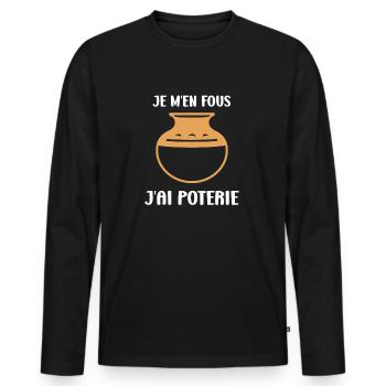 Poterie - T-shirt manches longues Premium bio Homme - noir - Devant - Nico (187cm)