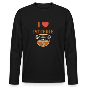 Poterie - T-shirt manches longues Premium bio Homme - noir - Devant - Nico (187cm)
