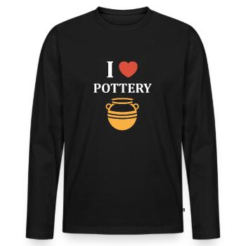 Poterie - T-shirt manches longues Premium bio Homme - noir - Devant - Nico (187cm)