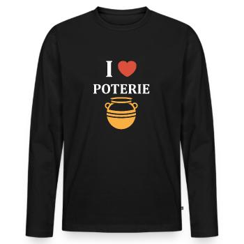 Poterie - T-shirt manches longues Premium bio Homme - noir - Devant - Nico (187cm)