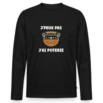 Poterie - T-shirt manches longues Premium bio Homme - noir - Devant - Nico (187cm)