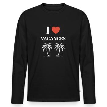 Je suis en vacances - T-shirt manches longues Premium bio Homme - noir - Devant - Nico (187cm)