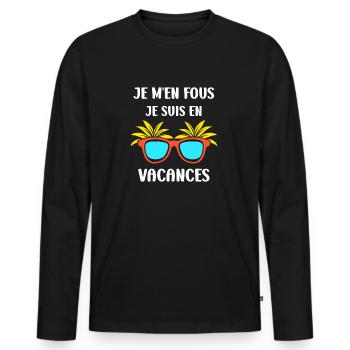 je suis en vacances - T-shirt manches longues Premium bio Homme - noir - Devant - Nico (187cm)