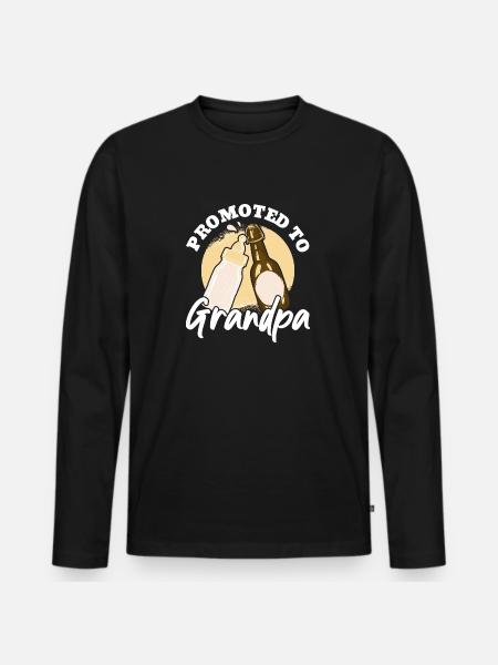 Promoted to Grandpa - Men's Premium Organic Long Sleeve Shirt - black