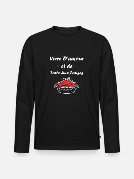 Tarte aux fraises - T-shirt manches longues Premium bio Homme - noir