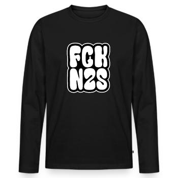 FCK NZS - Contre la droite - Plus jamais ça ! Autocollant - T-shirt manches longues Premium bio Homme - noir - Devant - Nico (187cm)
