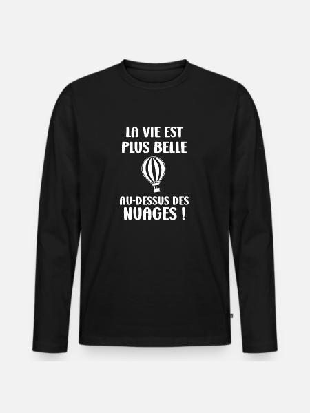 Humour Montgolfière - T-shirt manches longues Premium bio Homme - noir