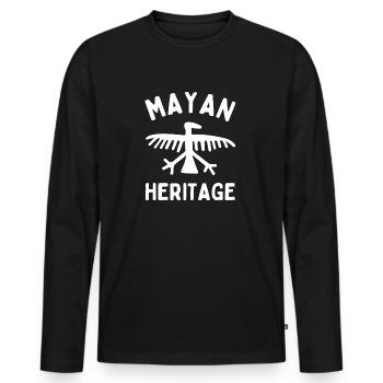 MAYA-ERBE PETROGHLYPH - Männer Premium Bio Langarmshirt - Schwarz - Vorne - Nico (187cm)