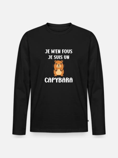 Humour Capybara - T-shirt manches longues Premium bio Homme - noir