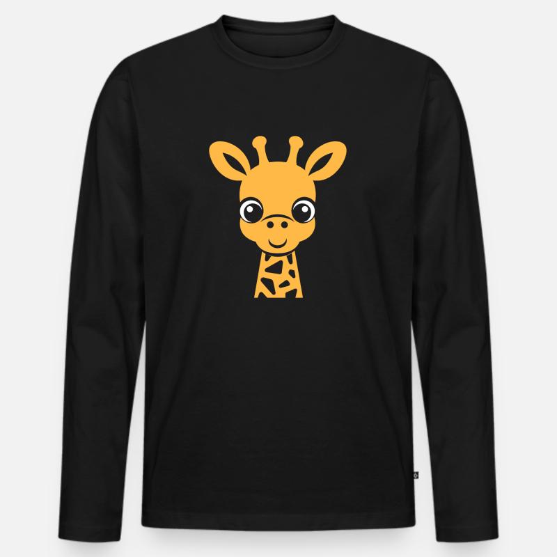 Kopf der Giraffe - Männer Premium Bio Langarmshirt - Schwarz