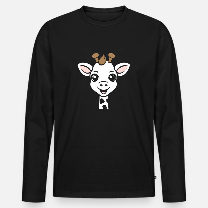 Kopf der Giraffe - Männer Premium Bio Langarmshirt - Schwarz