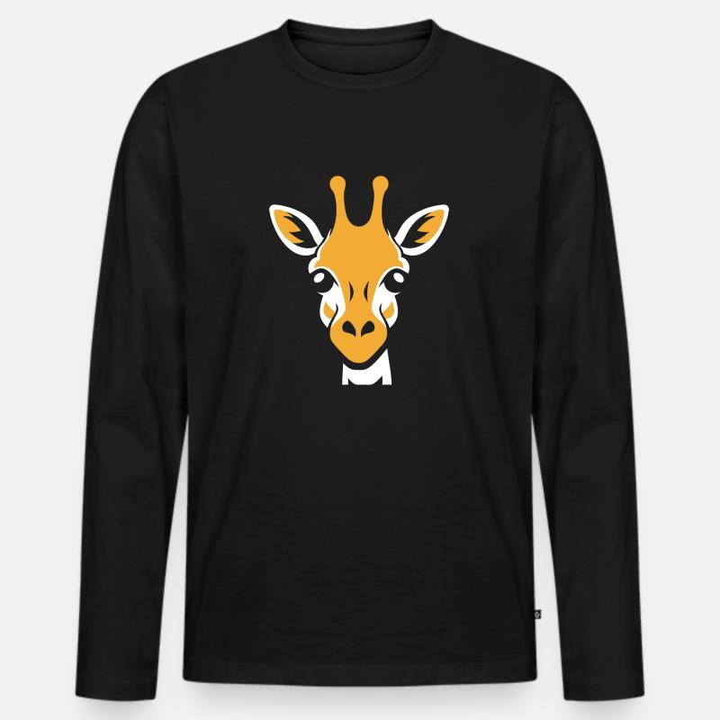 Kopf der Giraffe - Männer Premium Bio Langarmshirt - Schwarz