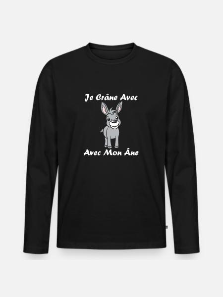 Humour petit âne - T-shirt manches longues Premium bio Homme - noir