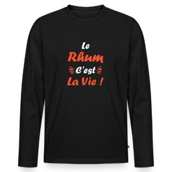 Rhum - T-shirt manches longues Premium bio Homme - noir - Devant - Nico (187cm)