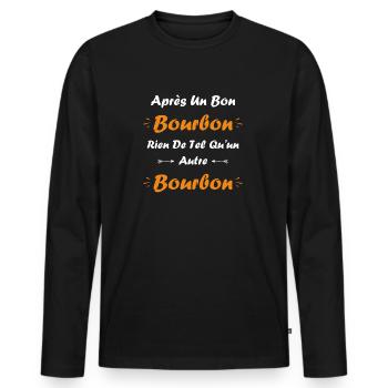 Bourbon - T-shirt manches longues Premium bio Homme - noir - Devant - Nico (187cm)