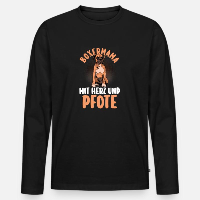 Hund Deutscher Boxer - Männer Premium Bio Langarmshirt - Schwarz