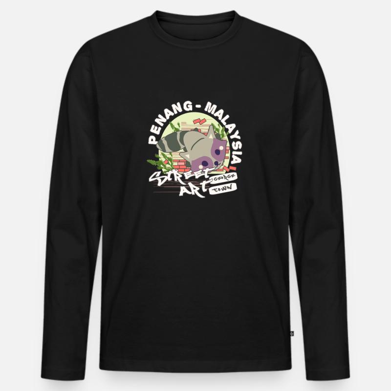 Waschbär Graffiti - Männer Premium Bio Langarmshirt - Schwarz