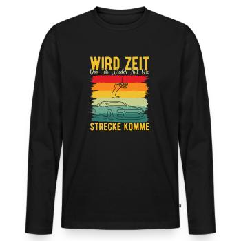 Course de voitures de circuit Il est temps de prendre la piste - T-shirt manches longues Premium bio Homme - noir - Devant - Nico (187cm)