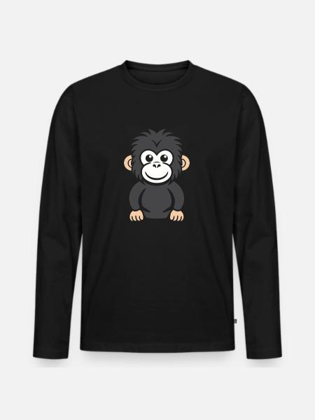 Humour petit singe babouin - T-shirt manches longues Premium bio Homme - noir