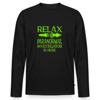L’enquêteur paranormal est là - Relax Bro Design - T-shirt manches longues Premium bio Homme - noir - Devant - Nico (187cm)